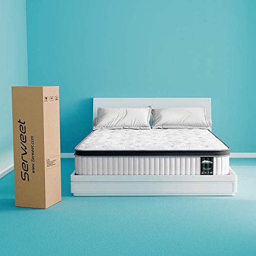 Serweet 12 Inch Memory Foam Hybrid Full Mattress - Heavier Coils for Durable Support - Pocket Innersprings for Motion Isolation - Pressure Relieving - Medium Firm - Made in North America