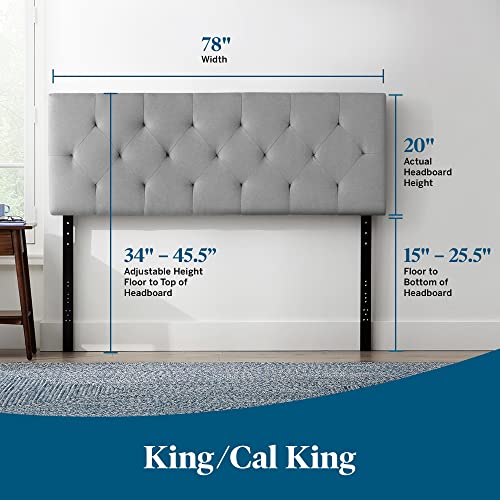 Lucid Mid-Rise Diamond Tufted Upholstered Stone Attach Frame- Wall Mount- Headboard Only – King – Cal King
