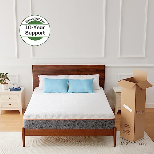Marsail Full Size Mattress, 10-inch Gel Memory Foam Mattress, Medium-Firm Full Size Mattress in a Box for Pressure Relief & Support, Breathable Cooling Full Mattress with Zippered Cover