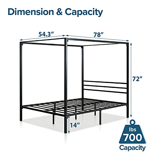 ZINUS Patricia Black Metal Canopy Platform Bed Frame, Mattress Foundation with Steel Slat Support, No Box Spring Needed, Easy Assembly, Full