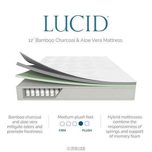 LUCID L300 Adjustable Bed Base with Lucid 12 Inch Memory Foam Hybrid Mattress - Full