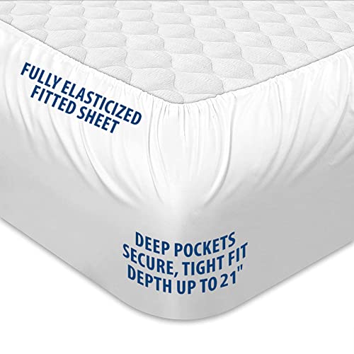 TEXARTIST Twin XL Cooling Mattress Topper for Back Pain, Extra Thick Mattress Pad Cover, Plush Soft Pillowtop Bed Topper with Elastic Deep Pocket, Overfilled Down Alternative Filling