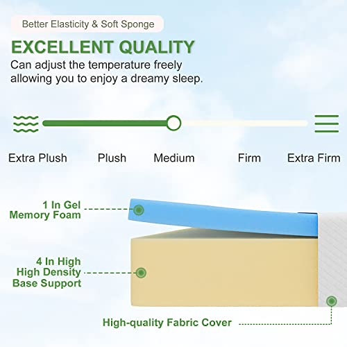 FDW 5 Inch Gel Memory Foam Mattress Medium-Firm Mattress for Pressure