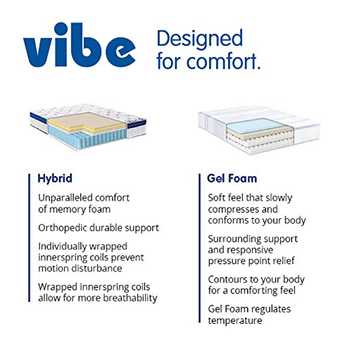 Vibe Gel Memory Foam 12-Inch Mattress | CertiPUR-US Certified | Bed-in-a-Box, Queen White