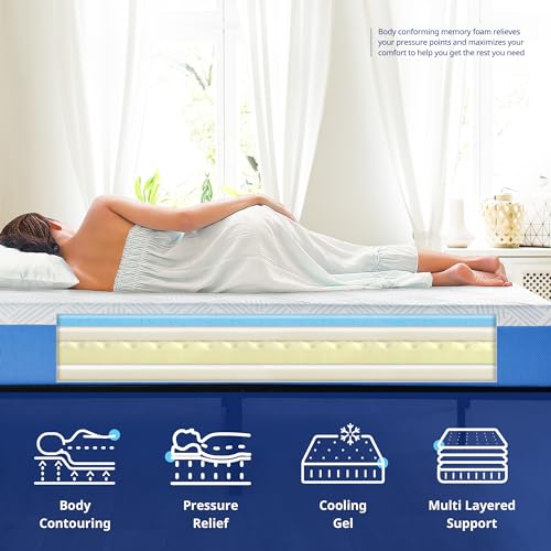 Olee Sleep Twin Mattress, 10 Inch Premium Cool Silk Gel Memory Foam Mattress, Cooling Gel Infused for Cool Comfort and Pressure Relief, CertiPUR-US Certified, Bed-in-a-Box, Medium Firm, Twin Size