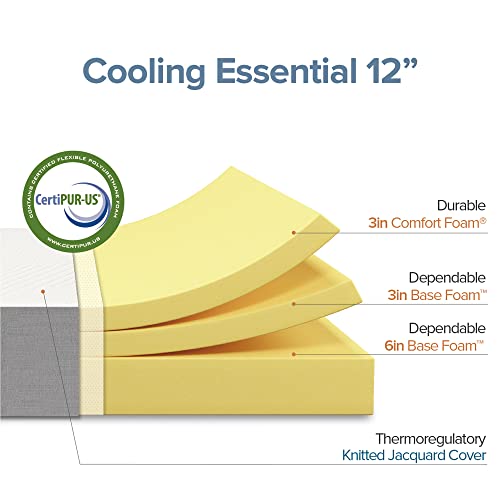 ZINUS 12 Inch Cooling Essential Foam Mattress, Bed-in-a-Box, CertiPUR-US Certified, Full, White