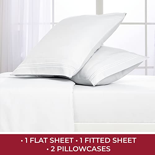 Mellanni King Size Sheet Set - Hotel Luxury 1800 Bedding Sheets & Pillowcases - Extra Soft Cooling Bed Sheets - Deep Pocket up to 16" Mattress - Wrinkle, Fade, Stain Resistant - 4 Piece (King, White)