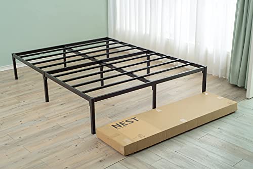 UrbanLab NEST Slumber Metal Platform Queen Size Bed Frame | QuickLock Ready in 5 Min | Quiet & Sturdy | 14 Inch Mattress Foundation | No Box Spring Needed | Non-Slip & Easy Assembly