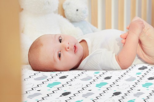 Stretchy Fitted Crib Sheets Set BROLEX 2 Pack Portable Crib Mattress Topper for Baby Boys Girls,Ultra Soft Jersey,Full Standard,Elephant & Whale