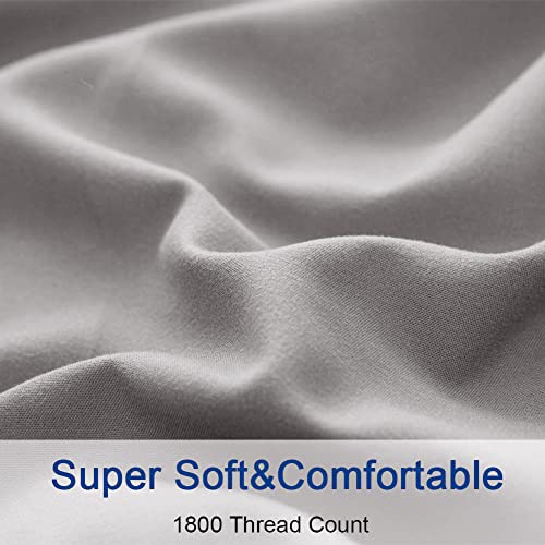 SONORO KATE Sheets Super Soft Microfiber 1800 Thread Count 16 Inch Deep Pocket 4 Piece Queen Grey
