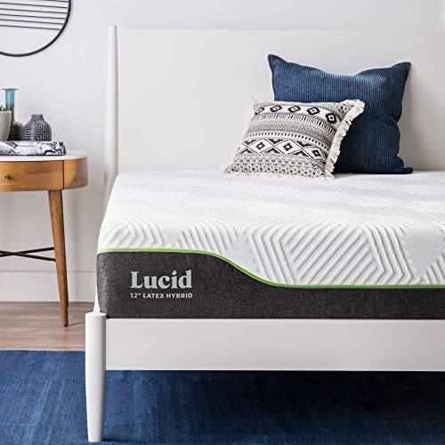 Lucid 12 Inch Latex Hybrid Mattress – Gel Memory Foam – Responsive Latex – Steel Coils - Medium Feel – Latex Foam Mattress