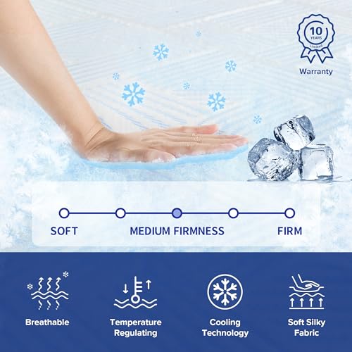 Olee Sleep Twin Mattress, 10 Inch Premium Cool Silk Gel Memory Foam Mattress, Cooling Gel Infused for Cool Comfort and Pressure Relief, CertiPUR-US Certified, Bed-in-a-Box, Medium Firm, Twin Size