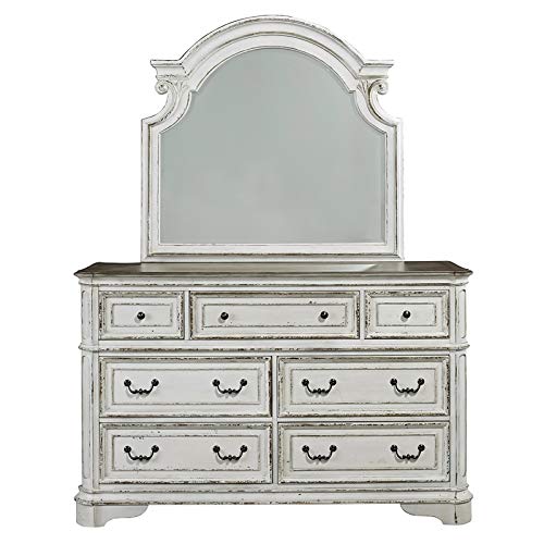Liberty Furniture 2 Piece Bedroom Set with King Bed and Mirror Dresser in Antique White