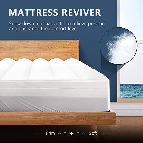 TEXARTIST Twin XL Cooling Mattress Topper for Back Pain, Extra Thick Mattress Pad Cover, Plush Soft Pillowtop Bed Topper with Elastic Deep Pocket, Overfilled Down Alternative Filling