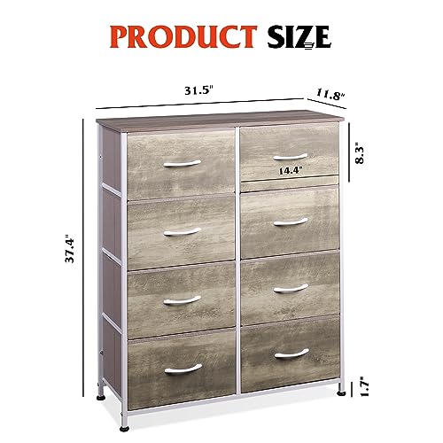 WLIVE Fabric Dresser for Bedroom, Tall Dresser with 8 Drawers, Storage WLIVE Fabric Dresser for Bedroom, Tall Dresser with 8 Drawers, Storage