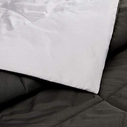Amazon Basics Reversible, Lightweight Microfiber Comforter Blanket - Full/Queen, Black/Gray