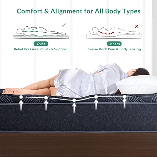 Airdown Twin XL Mattress, 9 Inch Hybrid Mattress Twin XL Made in USA, Memory Foam and Innerspring Hybrid Mattress in A Box, Pocket Innersprings Mattress for Motion Isolation, Medium