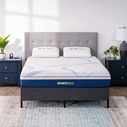 GhostBed Ultimate 10 Inch Memory Foam Mattress with Metal Platform Bed Frame Foundation with Slat Support Bundle - Medium Firm Feel - CertiPUR-US Certified - Full