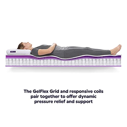 Purple Hybrid Mattress - Queen, Gelflex Grid, Better Than Memory Foam, Temperature Neutral, Individually Wrapped Coils, Responsiveness, Breathability, Made in USA