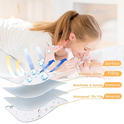Yoofoss Waterproof Crib Mattress Protector, Quilted Fitted Crib Mattress Pad, Ultra Soft Breathable Toddler Mattress Protector Baby Crib Mattress Cover (52''x28'')