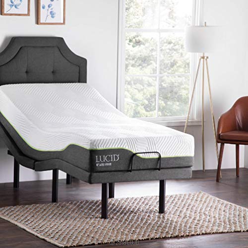 Lucid L300 Twin XL Adjustable Bed Base with Lucid 12 inch Latex Hybrid Twin XL Mattress