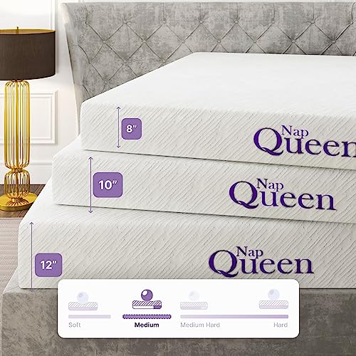 NapQueen 8 Inch Twin Size Mattress, Cooling Gel Memory Foam Mattress, Bed in a Box, White