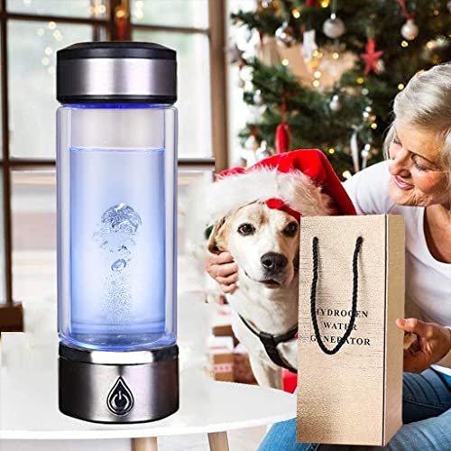 YZBEIMDAI Portable Hydrogen-Rich Water Cup Generator,Up to 1500PPB with New SPE PEM Technology, Rechargeable Water Machine Ionizer,Health Cup Glass Water Bottles with Alkaline Energy (380ml）1
