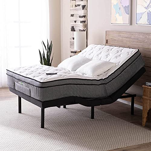 GhostBed Adjustable Bed Frame & Power Base with Wireless Remote - Zero Gravity & Massage Settings, USB Ports, Queen