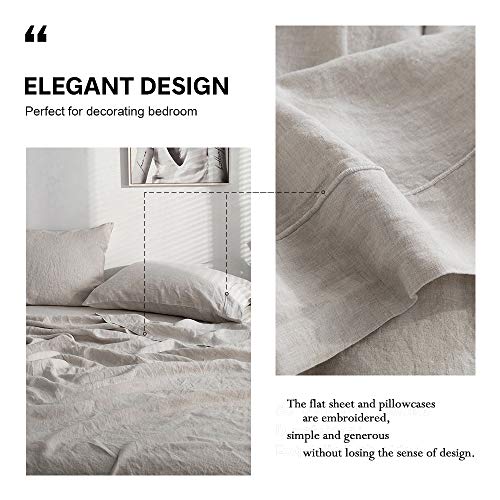 Simple&Opulence 100% Washed Linen Sheet Set-King Size-Natural France F