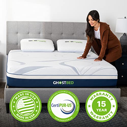 GhostBed Ultimate 10 Inch Mattress - Cooling Gel Memory Foam Mattress - Medium Firm Feel with Breathable, Cool-to-The-Touch Cover - Made in The USA - CertiPUR-US Certified - Full