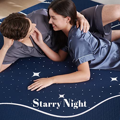 Sweetnight Queen Mattress, 12 Inch Hybrid Queen Size Mattress in a Box, Gel Memory Foam and Individual Pocket Spring for Cooling Sleep & Motion Isolation, Starry Night,Blue