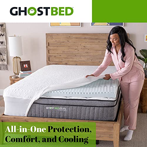 GhostBed 3 Inch Cooling Gel Memory Foam Mattress Topper - Waterproof Cover, Protector & Topper in One, Full
