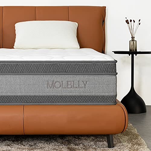 Queen Mattress, MOLBLLY 12 Inch Cooling-Gel Memory Foam and Individually Pocket Innerspring Hybrid Mattress, Queen Bed Mattress in a Box, CertiPUR-US Certified,60”*80”, Medium Firm Queen Size Mattress