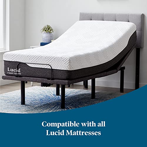 Lucid L600 Adjustable Bed Frame-Bluetooth-Companion App-Head and Foot Incline-Massage-Under Bed Lighting-Dual USB Ports - Full Adjustable Bed Frame