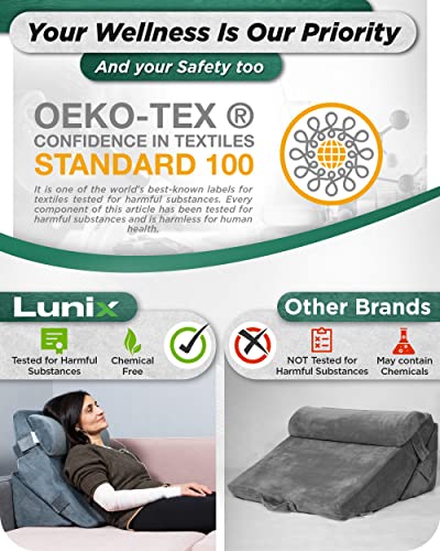 Lunix LX6 3pcs Orthopedic Bed Wedge Pillow Set, Post Surgery Memory Foam for Back, Leg and Knee Pain Relief, Sitting Pillow for Reading, Adjustable Pillows for Acid Reflux and GERD for Sleeping Navy