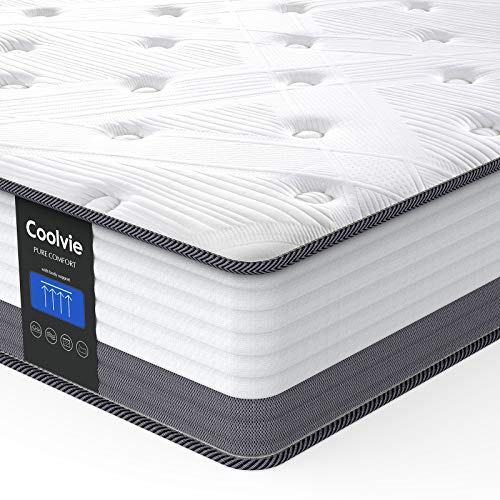 Queen Mattresses, Coolvie 10 Inch Queen Size Hybrid Mattress, Queen Mattress in A Box, Individual Pocket Springs with Memory Foam Layer Provide Pain Relief Motion Isolation & Cool Sleep, 2023 New
