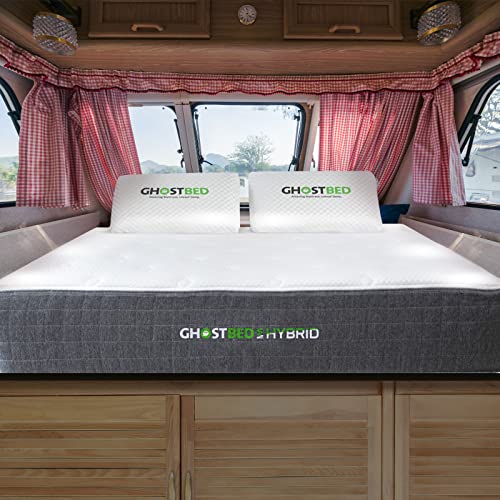 GhostBed 11 Inch Short Queen RV Mattress, Camper Mattress with Cool Gel Memory Foam and Hybrid Coils - Low Profile, Medium Feel, Made in The USA, Short Queen