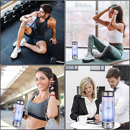 YZBEIMDAI Portable Hydrogen-Rich Water Cup Generator,Up to 1500PPB with New SPE PEM Technology, Rechargeable Water Machine Ionizer,Health Cup Glass Water Bottles with Alkaline Energy (380ml）1