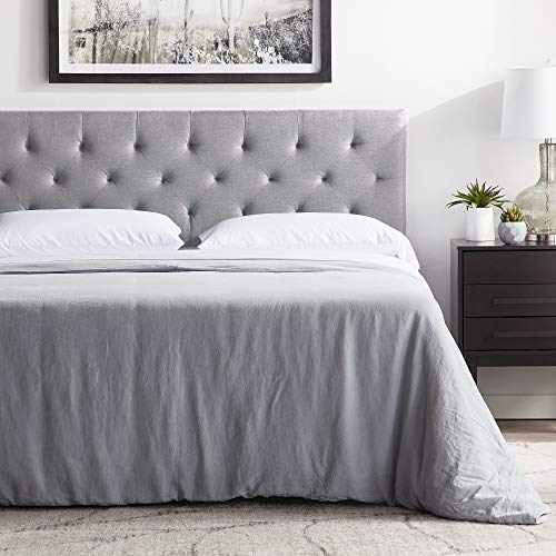 Lucid Mid-Rise Diamond Tufted Upholstered Stone Headboard- Attach Frame- Wall Mount- Headboard Only – Twin- Twin XL
