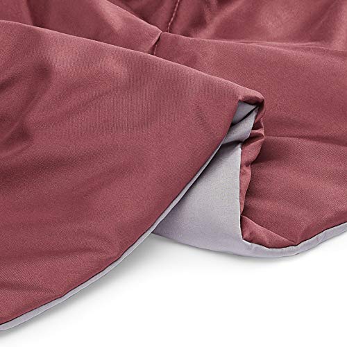 Amazon Basics Reversible, Lightweight Microfiber Comforter - Full / Queen, Burgundy / Gray