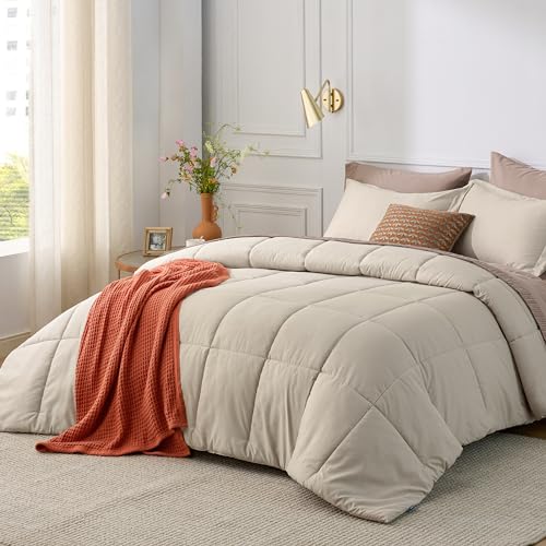 Bedsure Twin XL Comforter Sets - 5 Pieces Reversible Twin XL Bedding Sets,  Bed Sets Comforters, Sheets, Pillowcase & Sham, Grey XL Twin Bed in a Bag