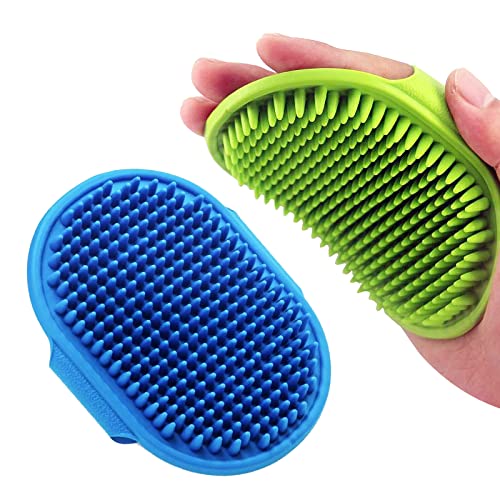 Lilpep Pet Shampoo Bath Brush Soothing Massage Rubber Comb with Adjustable Ring Handle for Long Short Haired Dogs and Cats Grooming, 2 PCS