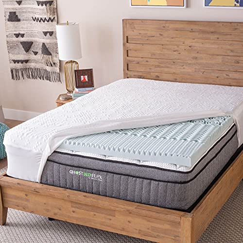 GhostBed 3 Inch Cooling Gel Memory Foam Mattress Topper - Waterproof Cover, Protector & Topper in One, Twin