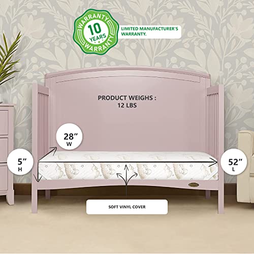 Dream On Me Twilight 5” 88 Coil Inner Spring Crib And Toddler Mattress, Greenguard Gold Certified, 10 Year Limited Warranty, Waterproof Vinyl Cover, Made In The U.S.A, Support And Comfort