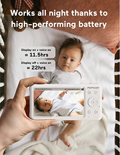 Momcozy Video Baby Monitor, 1080P 5" HD Baby Monitor with Camera and Audio, Infrared Night Vision, 5000mAh Battery, 2-Way Audio, Wide-angle View Temperature Sensor Lullabies and 960ft Range Ideal Gift