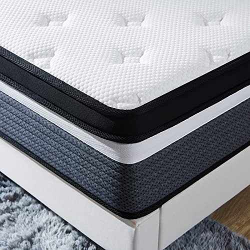 S SECRETLAND Queen Mattress, 14 inch Individually Wrapped Coils Innerspring Mattress, Pocket Spring Hybrid Mattresses with CertiPUR-US Certified Foam, Plush Yet Supportive