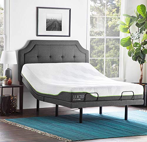 Lucid L300 Full Adjustable Bed Base with Lucid 12 inch Latex Hybrid Full Mattress
