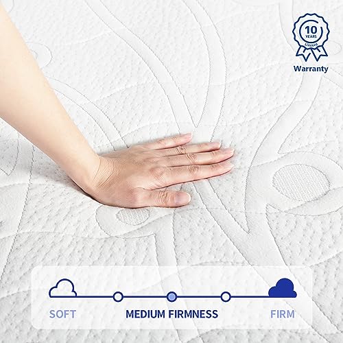 Olee Sleep Queen Mattress, 10 Inch Support Cloud Hybrid Mattress, Gel Infused Memory Foam, Pocket Spring for Support and Pressure Relief, CertiPUR-US Certified, Bed-in-a-Box, Soft, Queen Size