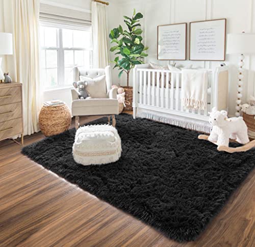 Area Rugs, 4x5.3 Feet Fluffy Carpets for Bedroom Kids Girls Boys Baby  Living Room Shaggy Floor Nursery Rug Home Decor Mats