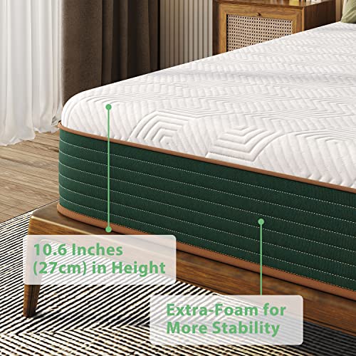 Zeffly Full Size Mattress 10 Inch, Gel Memory Foam Mattress with Individual Pocket Springs, Hybrid Mattress in a Box for Pressure Relief & Cooler Sleep, CertiPUR-US Certified
